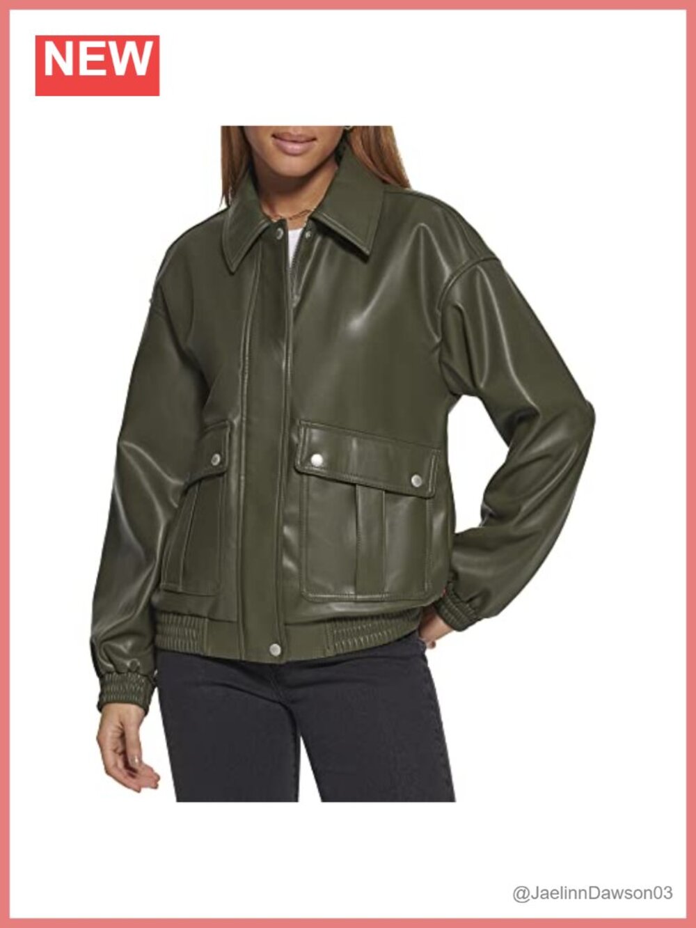 Faux Leather Lightweight Dad Bomber Jacket Relaxed Fit Aviator